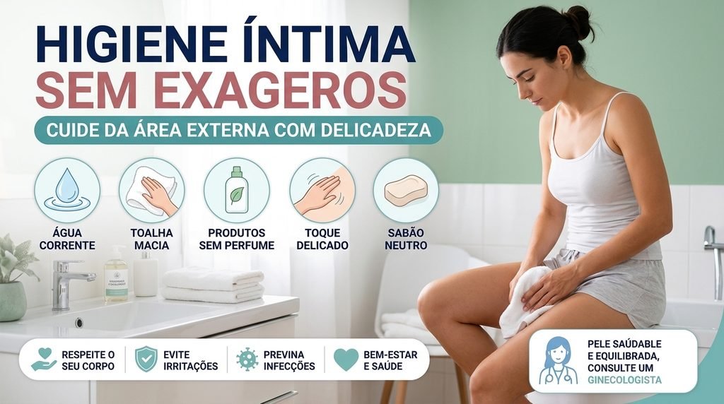 Mulher realizando higiene íntima feminina de forma delicada