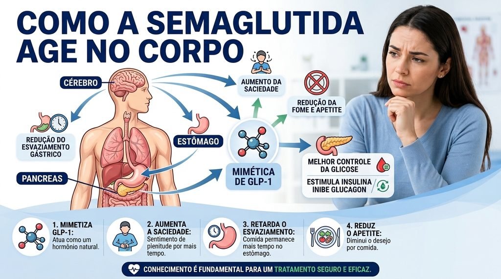 Como a semaglutida age no organismo e ajuda no controle da fome
