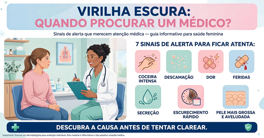 Virilha escura com coceira, dor ou descamação pode precisar de avaliação médica