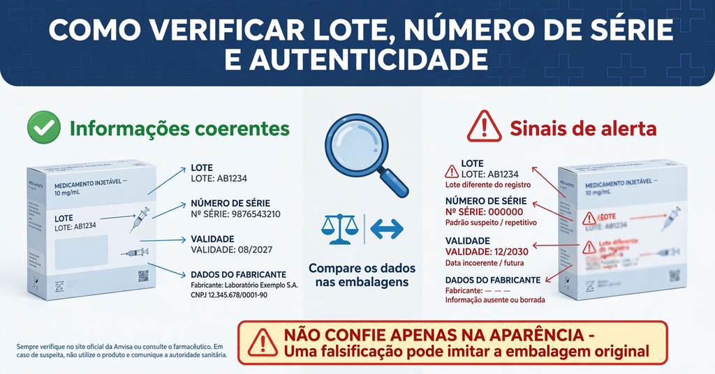Como verificar lote, número de série e autenticidade de uma caneta emagrecedora