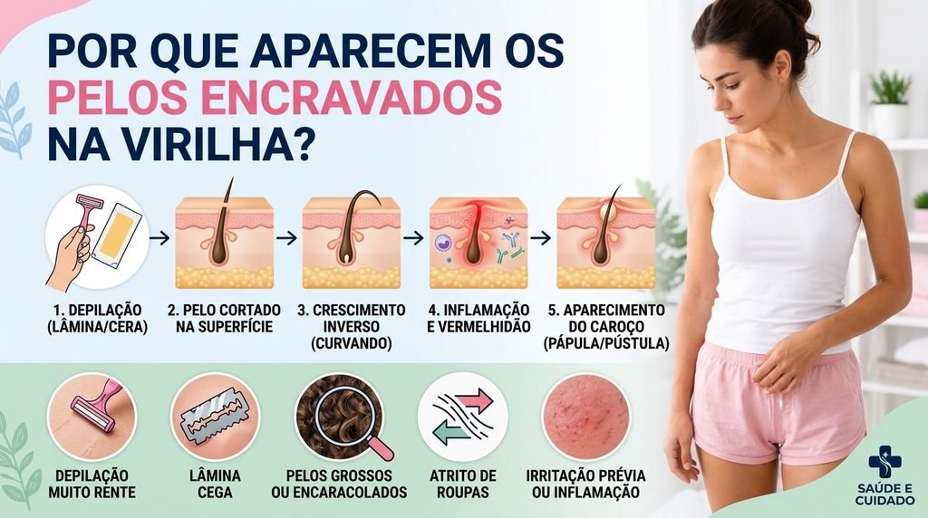 Depilação com lâmina e outros fatores que causam pelos encravados na virilha