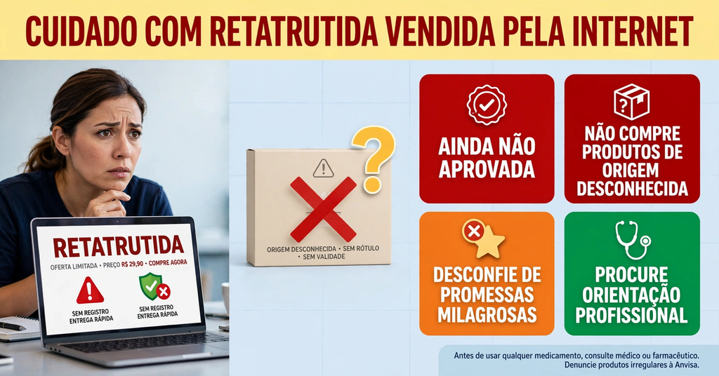 Alerta sobre retatrutida vendida ilegalmente na internet