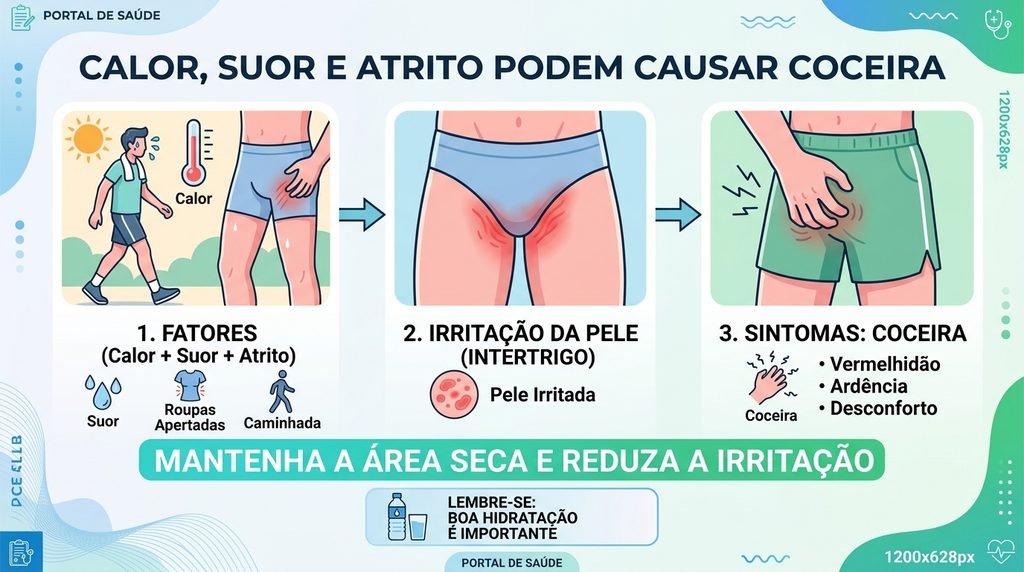 Calor, suor e atrito podem causar coceira e irritação na virilha