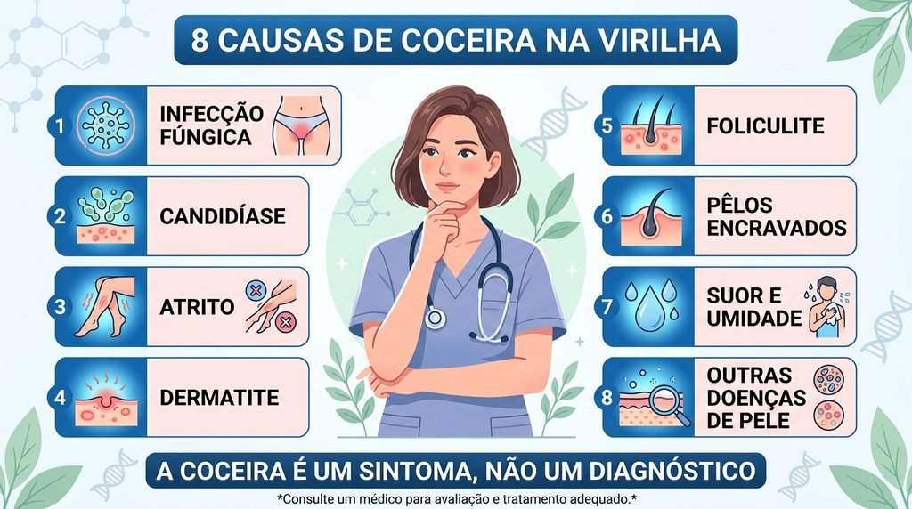 Micose, candidíase, dermatite e outras causas de coceira na virilha