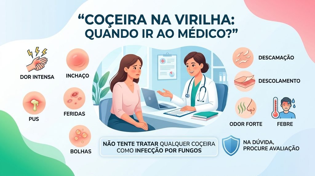 Coceira na virilha com dor, feridas, pus ou outros sinais precisa de avaliação médica