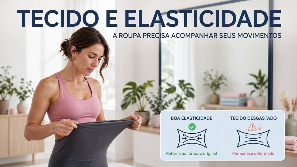 Diferentes modelos de legging mostrando como a modelagem pode influenciar no ajuste ao corpo