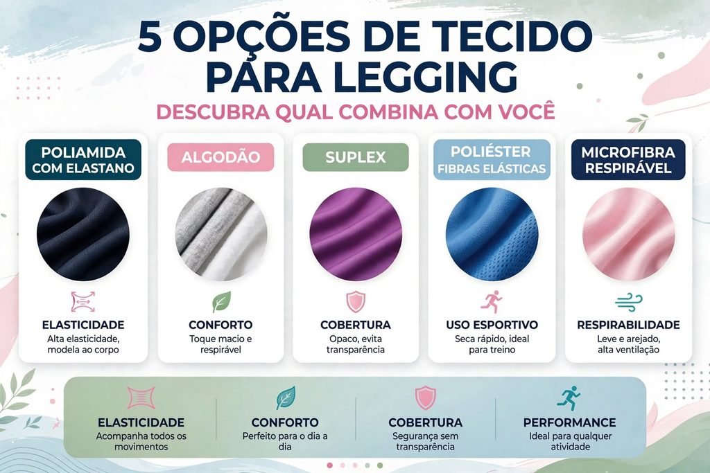 Comparação entre diferentes tecidos de legging para academia e uso diário