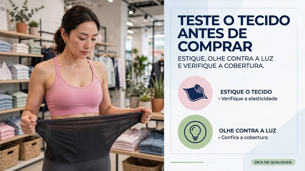 Teste de tecido para descobrir se a legging fica transparente